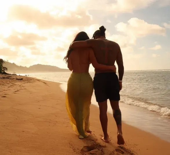 Kim Kardashian and Lewis Hamilton's tropical holiday: beach walks, selfies, and surfing