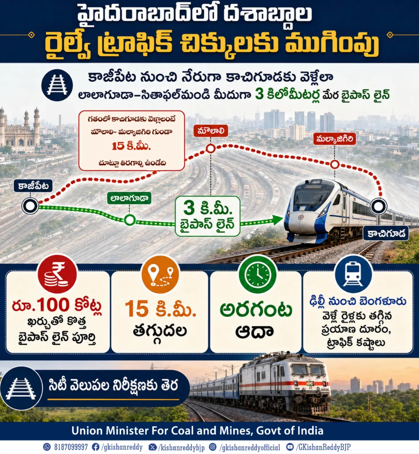 Kishan Reddy hails new Hyderabad rail bypass, credits Modi govt