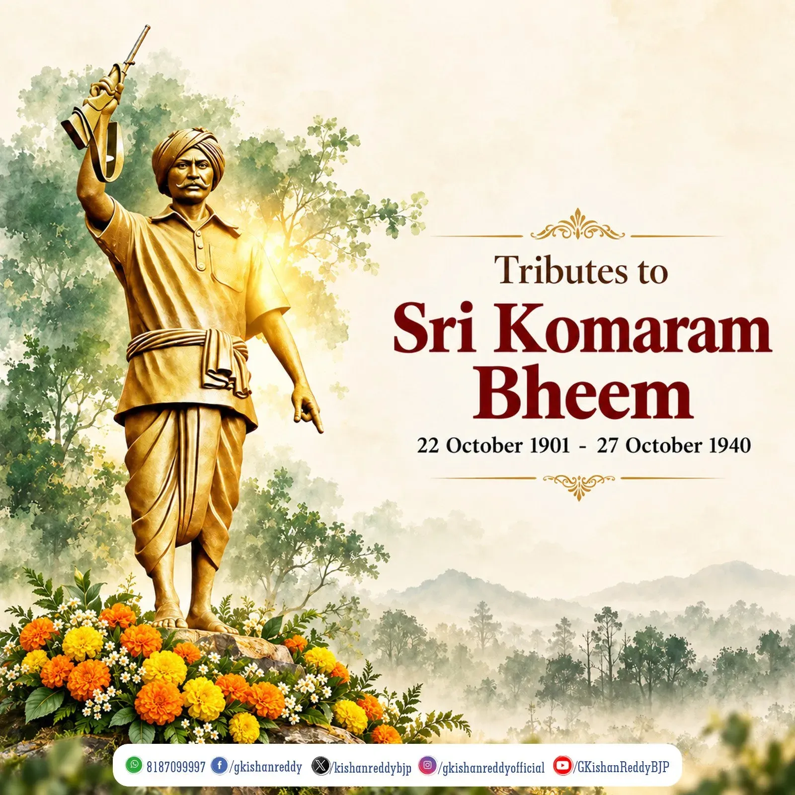 Kishan Reddy Honours Komaram Bheem on Birth Anniversary