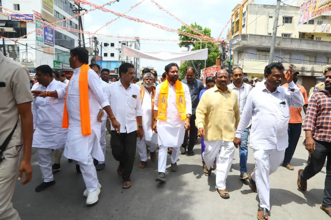 Kishan Reddy Leads Padayatra in Amberpet, Kachiguda Division