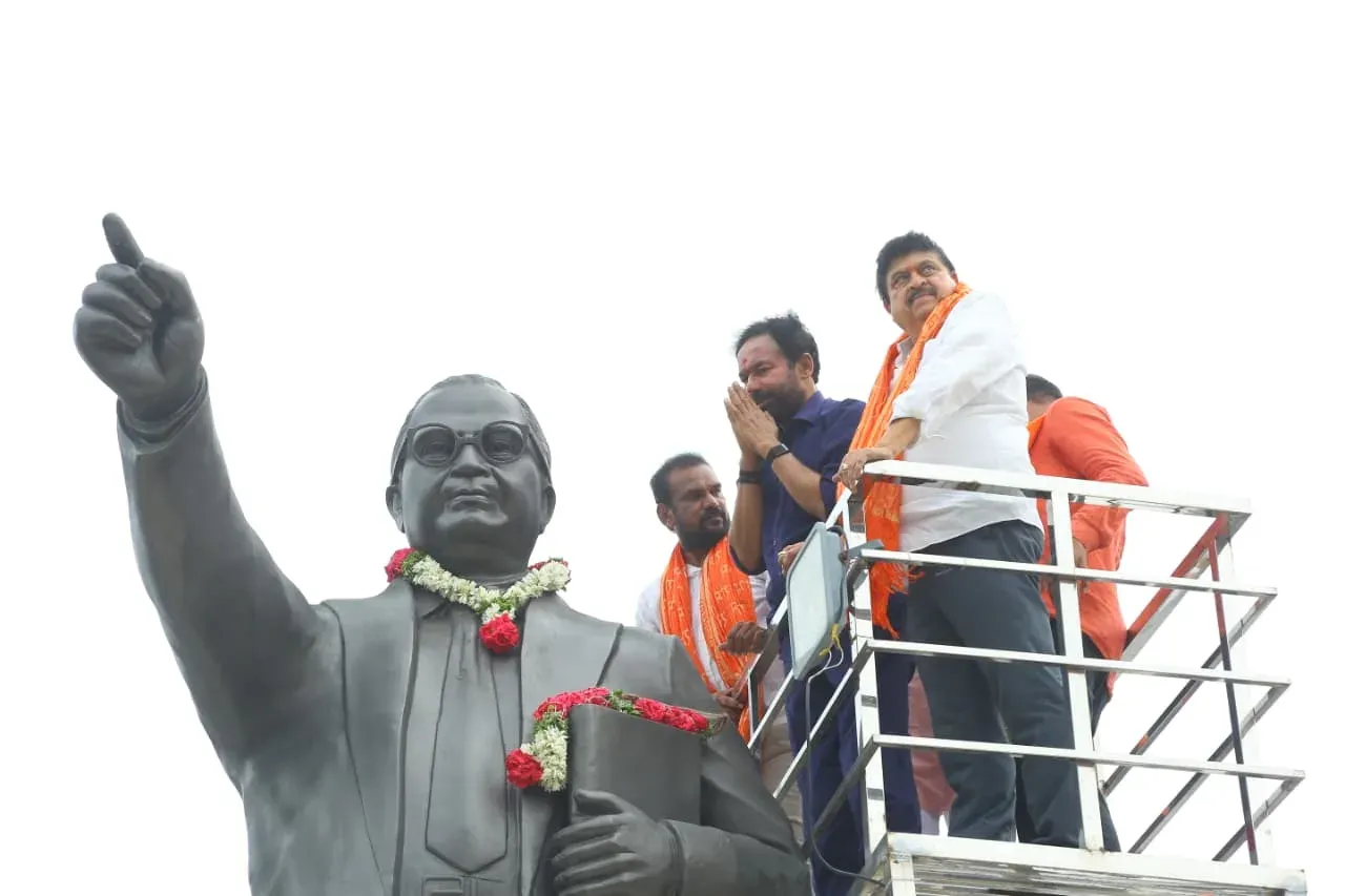 Kishan Reddy Pays Tribute to Ambedkar in Mancherial During Singareni Yatra