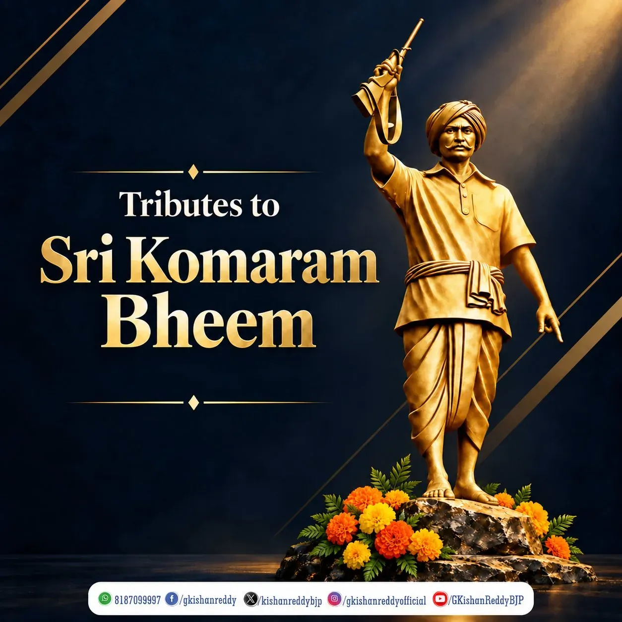 Kishan Reddy Pays Tribute to Komaram Bheem on Death Anniversary