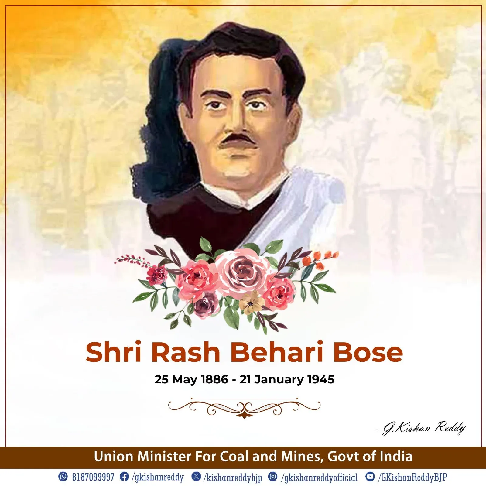Kishan Reddy pays tribute to revolutionary Rash Behari Bose
