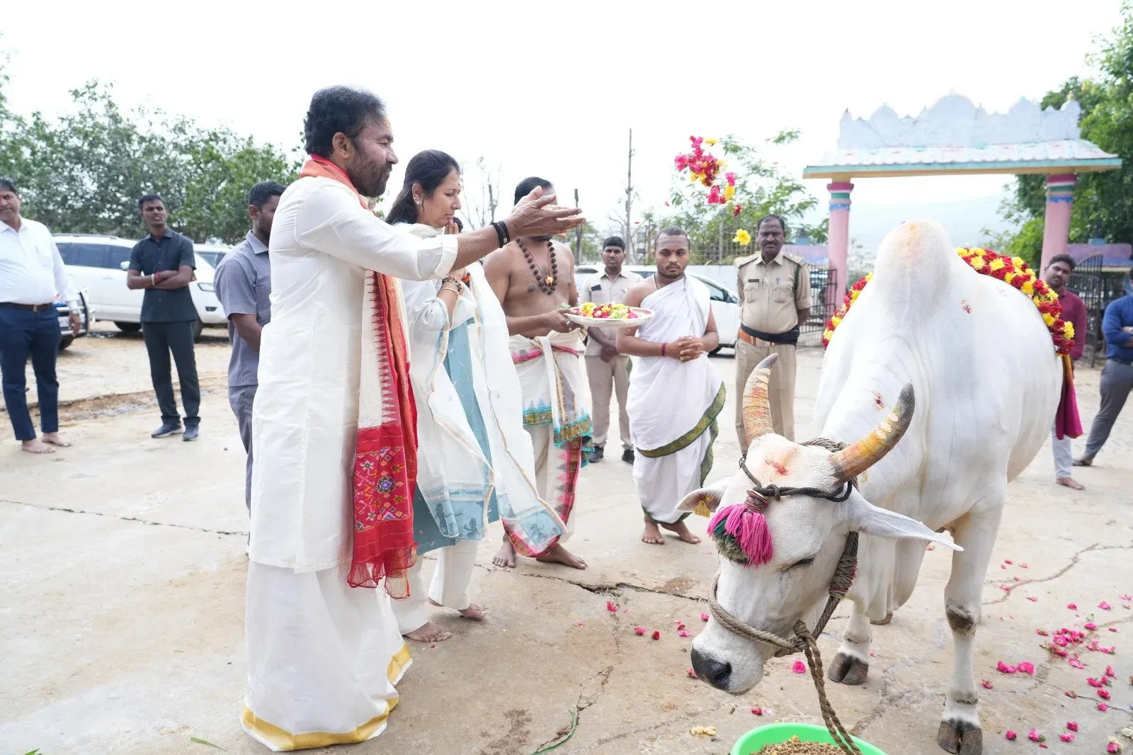 Kishan Reddy Performs Gau Seva at Srisailam Jyotirlinga