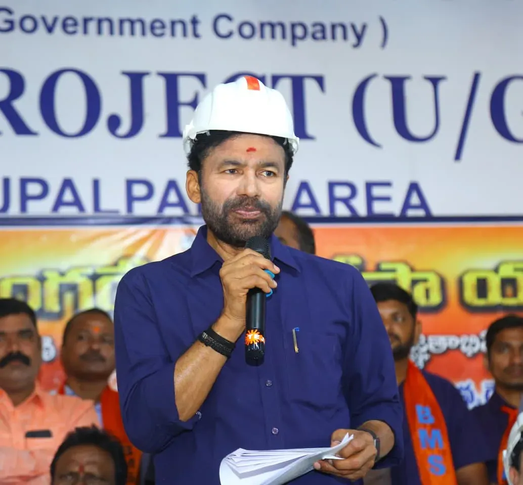 Kishan Reddy Visits KTK-8 Mine, Slams BRS-Congress Over Singareni Workers