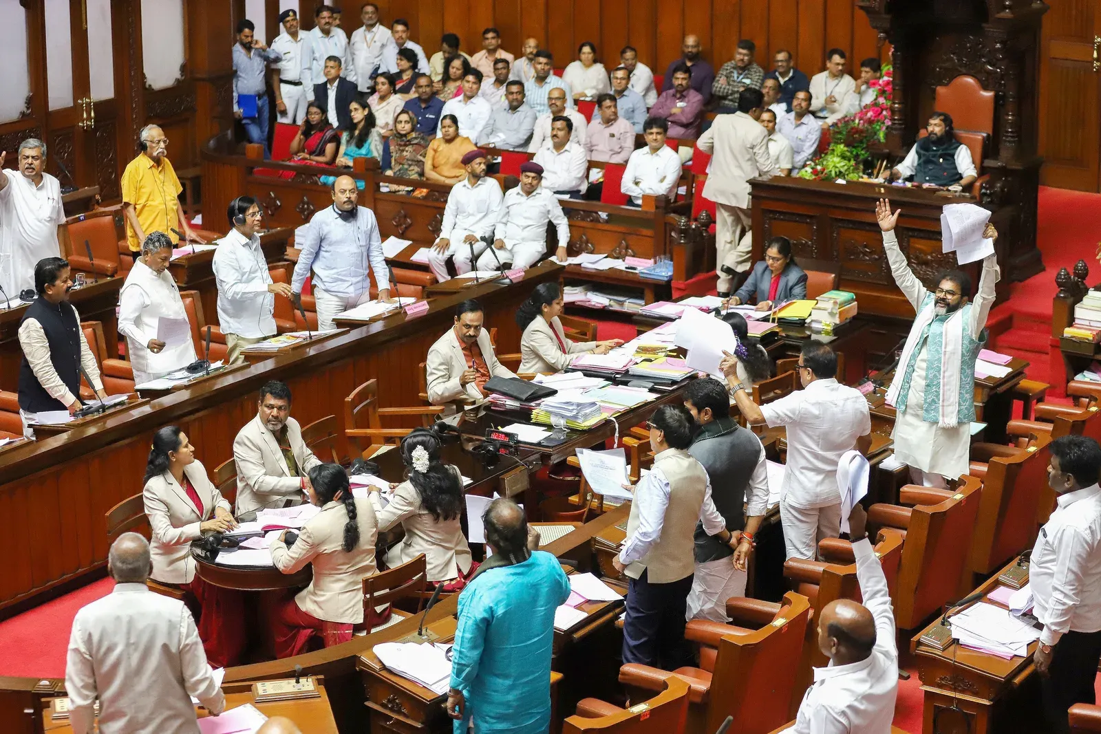 Karnataka Assembly disrupted over tribal welfare scam, BJP-JD-S demand Nagendra's exit