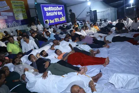 Karnataka BJP Stages Overnight Demonstration Against Price Increases and Muslim Quota