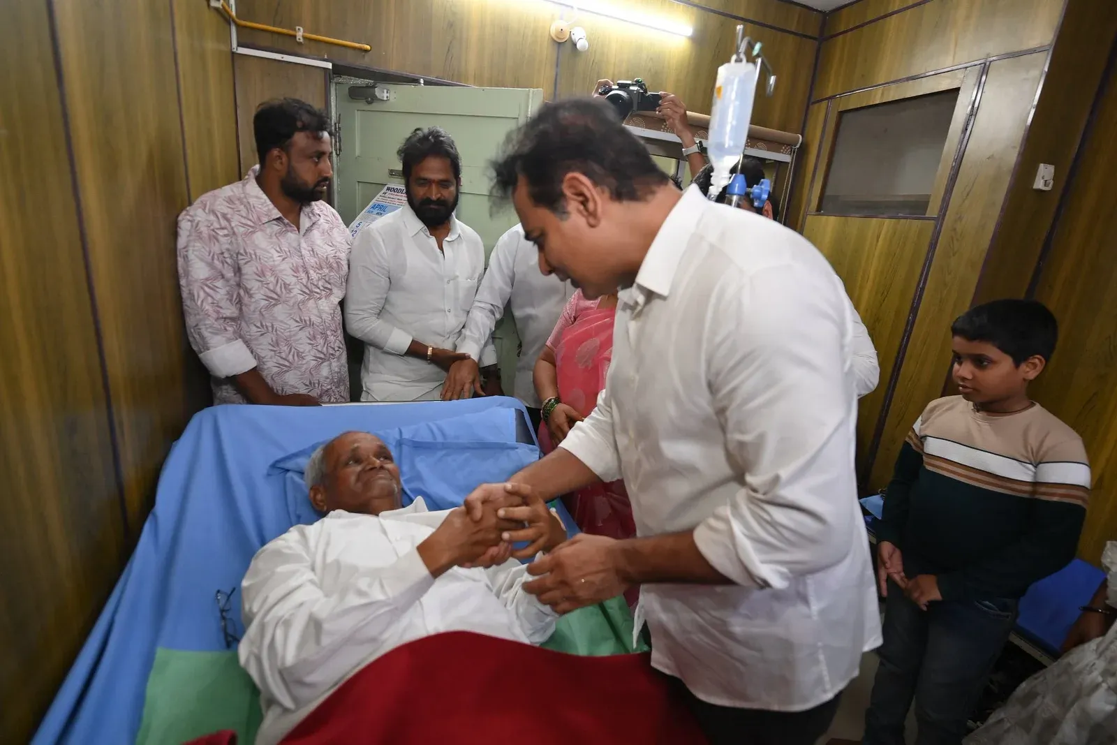 KTR Visits Long-Time BRS Worker Surendar in Hospital