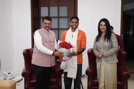 Maharashtra CM Devendra Fadnavis Honors T20 World Cup Champions Suryakumar Yadav and Shivam Dube