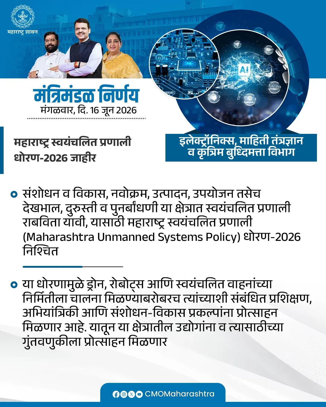 Maharashtra Cabinet Clears Electronics, IT & AI Department Decisions