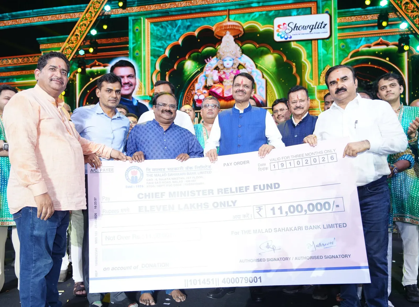 Malad Co-op Bank donates ₹11 lakh to CM Fadnavis relief fund
