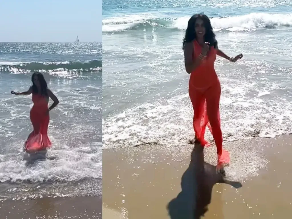 Mallika Emulates ‘Desi’ Pamela Anderson While Beach Running