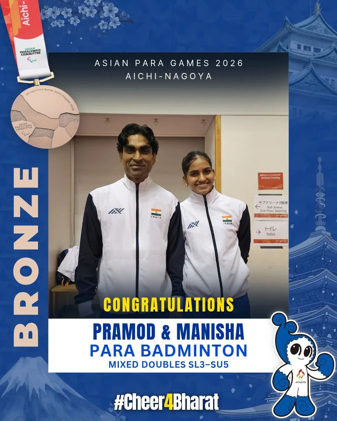 Mandaviya Hails Bhagat-Ramadass Bronze at Asian Para Games