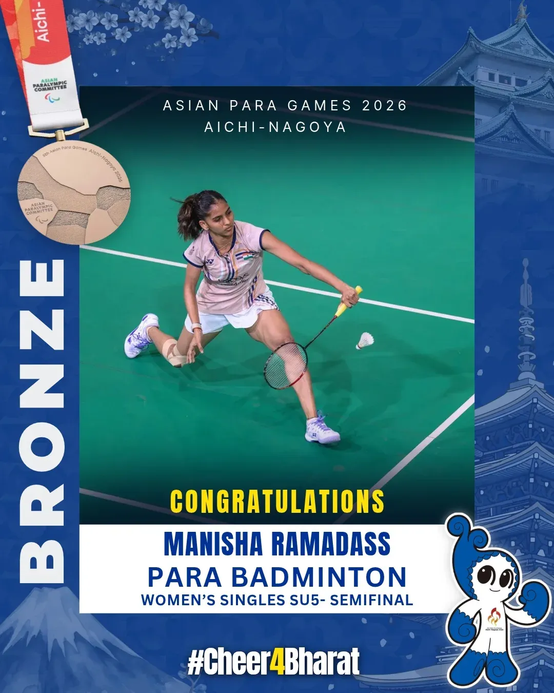 Mandaviya hails Manisha Ramadass's bronze at Asian Para Games 2026