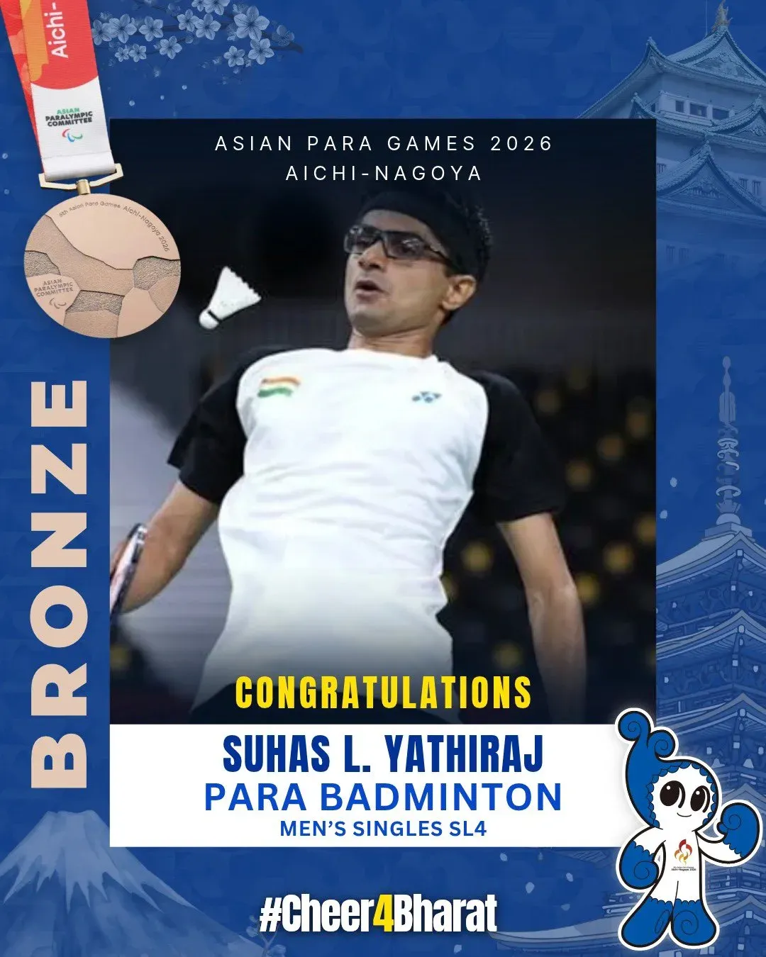Mandaviya Hails Suhas Yathiraj's Bronze at Asian Para Games 2026