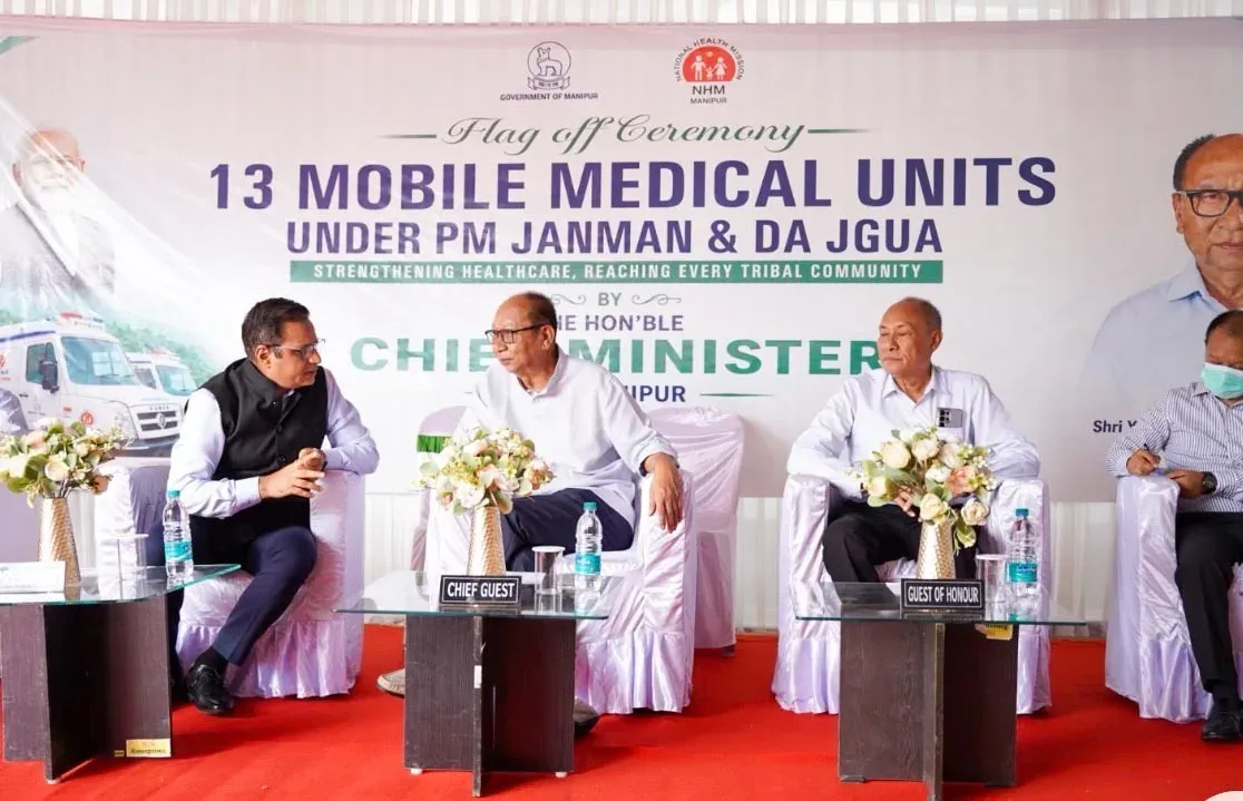 Manipur CM flags off 13 mobile medical units for remote hill districts