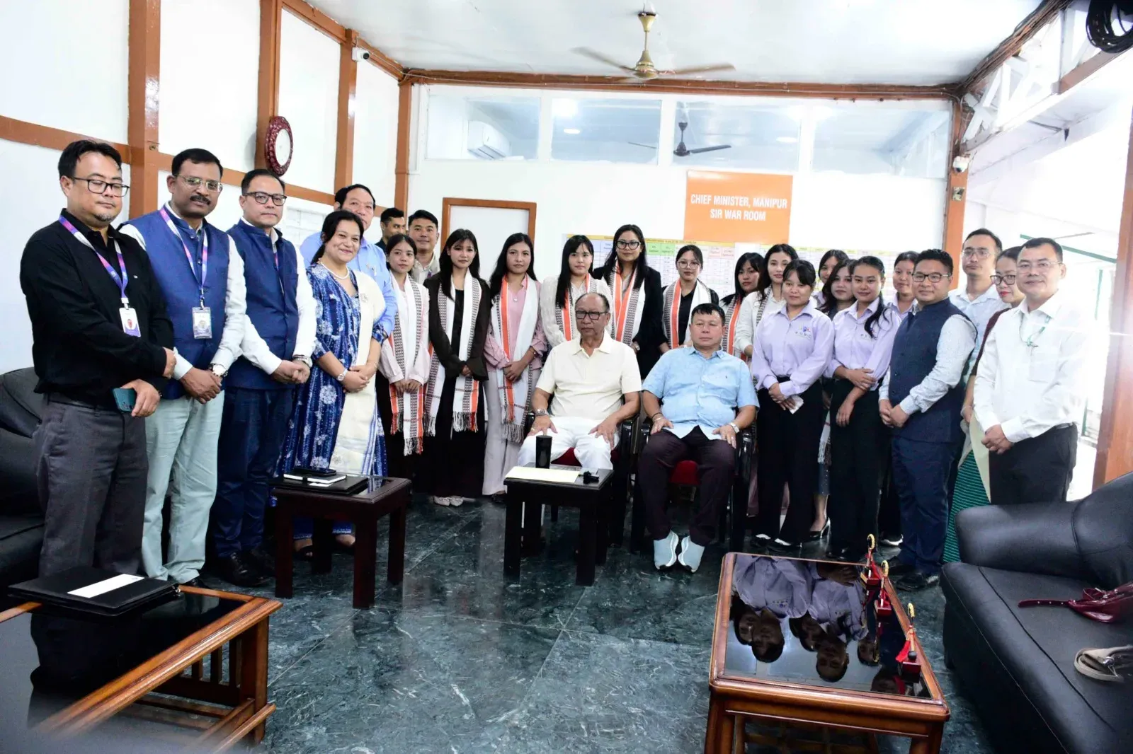 Manipur CM flags off 16 youths for Japan jobs under SLEE scheme