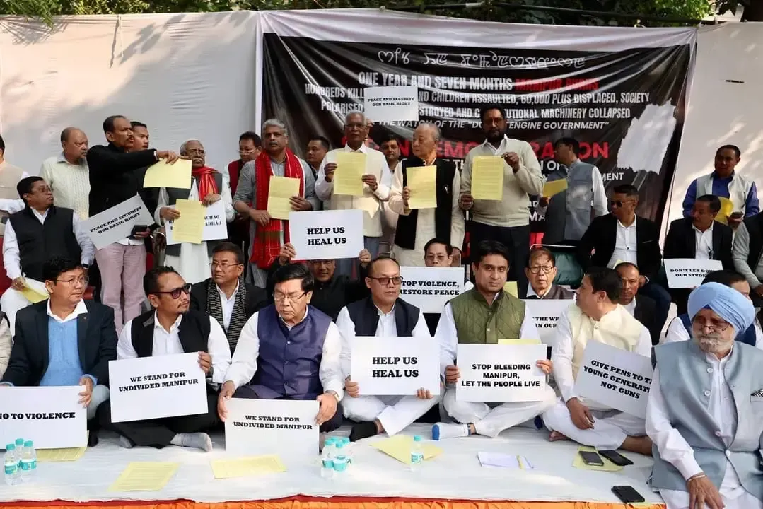 INDIA Bloc from Manipur Protests in Delhi for Resolution of Ethnic Conflict