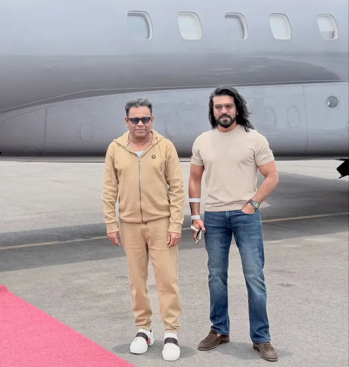 Ram Charan, A. R. Rahman fly to Bhopal for 'Peddi' song launch