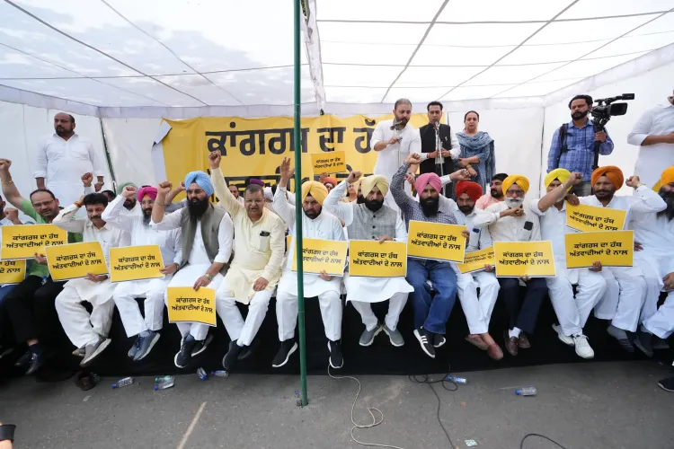 AAP Protests in Mohali Against Bajwa's Comments on Grenades