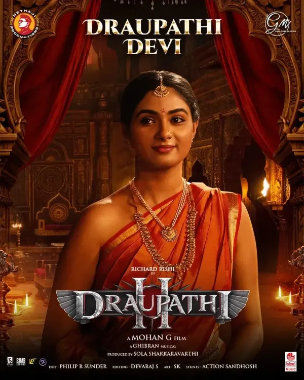 What does Actress Rakshana Induchoodan look like as Draupathi Devi in Mohan G Kshatriyan's 'Draupathi 2'?