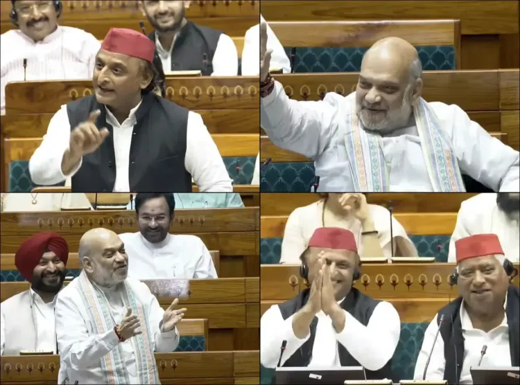 Amit Shah and Akhilesh Yadav Share Light Banter in Lok Sabha Over Party Leadership