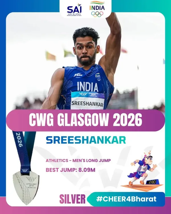 Amit Shah congratulates Shreeshankar on CWG 2026 silver