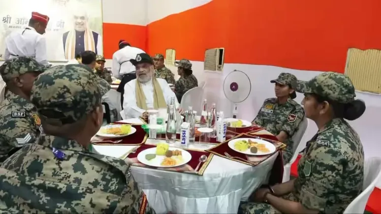 Amit Shah Meets BSF Jawans at Tripura Border Outpost