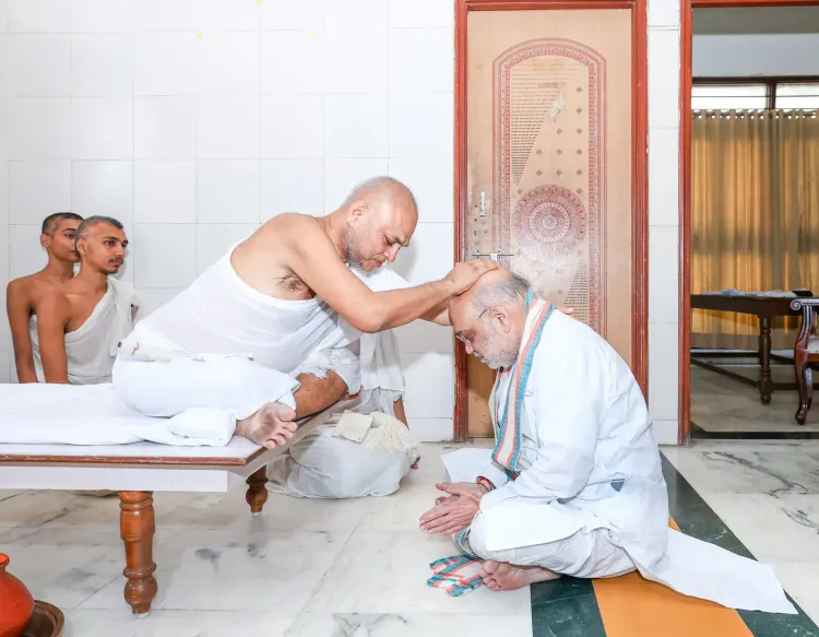 Amit Shah seeks blessings of Jain Acharya in Ahmedabad
