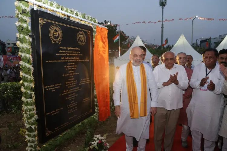 Amit Shah Unveils 18-ft Bharat Mata Sculpture at Ahmedabad Circle