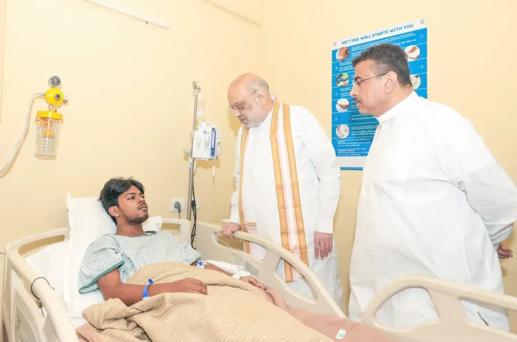 Amit Shah visits Kolkata hospital after Chorbagan Durga Puja pandal mishap