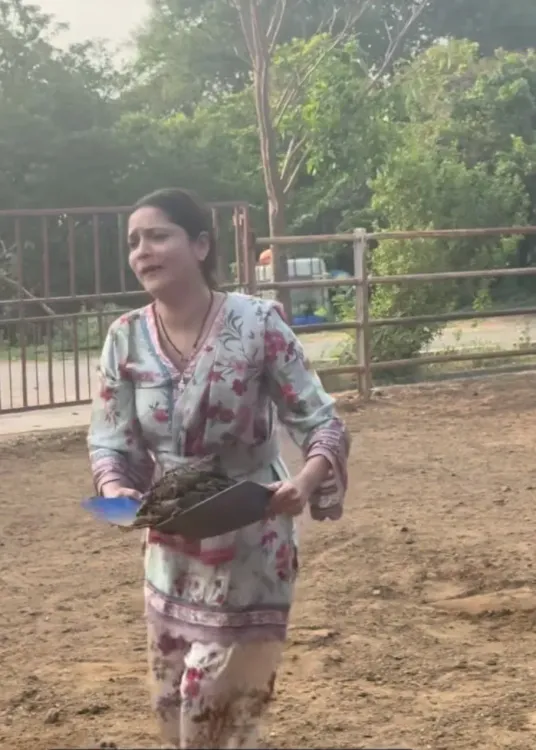 Ankita Lokhande embraces Gau Seva at gaushala with husband Vicky Jain