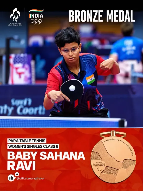 Anurag Thakur hails Baby Sahana Ravi's bronze at Asian Para Games 2026