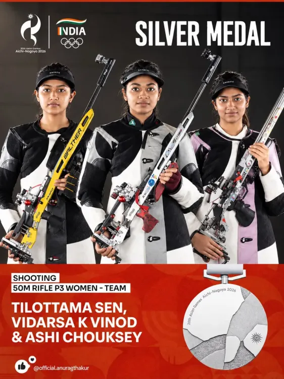 Anurag Thakur hails India's silver in Women's 50m Rifle P3 Team