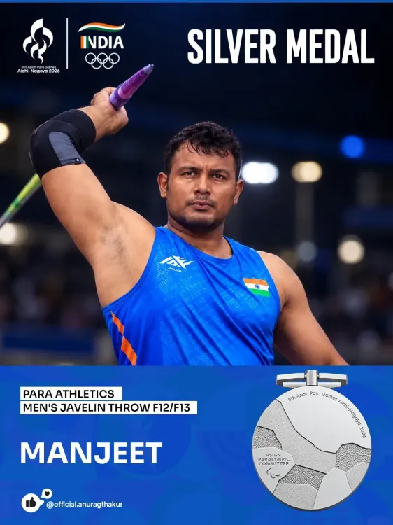 Anurag Thakur Hails Manjeet's Silver at Asian Para Games 2026
