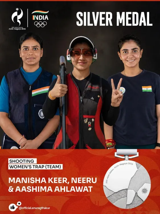 Anurag Thakur Hails Silver for India's Women Trap Shooting Trio