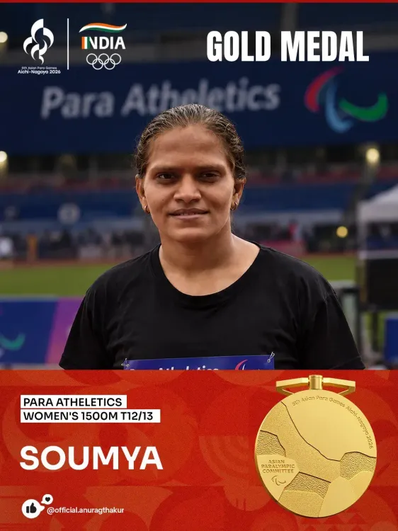 Anurag Thakur hails Soumya's gold in Women's 1500m at Asian Para Games 2026