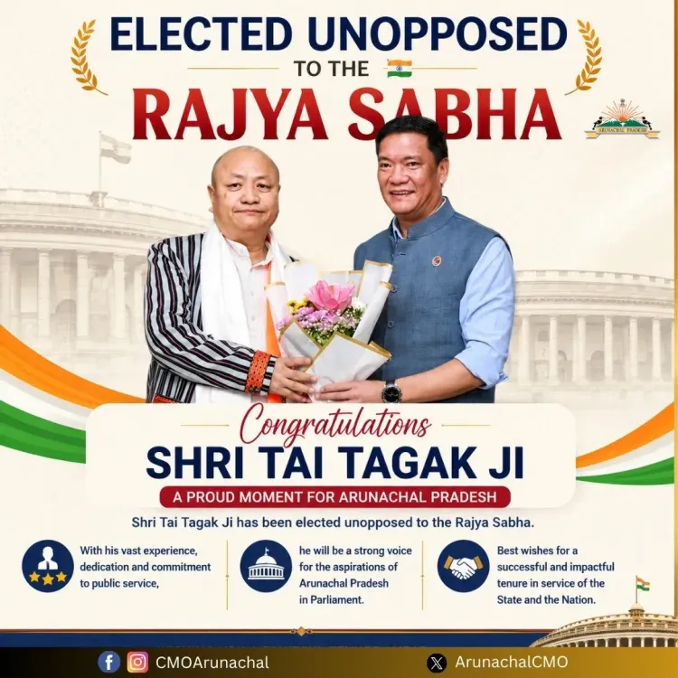Arunachal CMO congratulates Tai Tagak on Rajya Sabha win