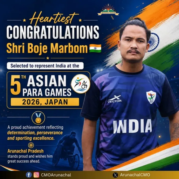 Arunachal CMO hails Boje Marbom's pick for 2026 Asian Para Games