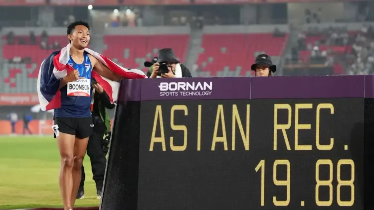 Puripol Boonson matches Asian record with 19.88, seals 100m-200m double at Asian Games 2026