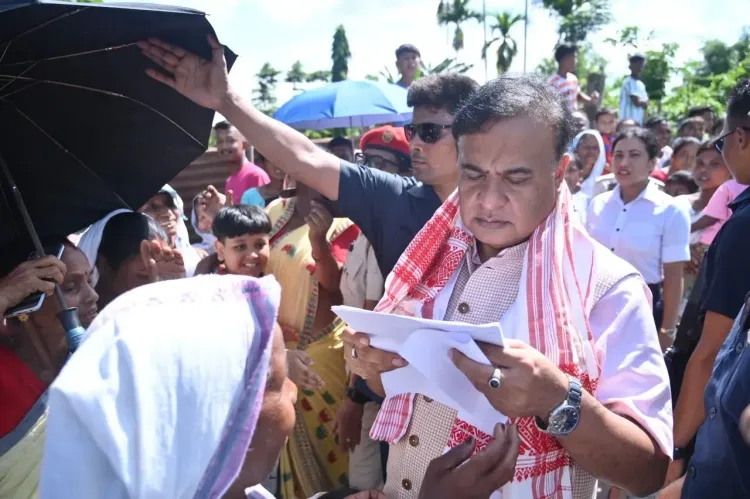 Assam CM Himanta visits flood-hit Kapili Satra, meets residents