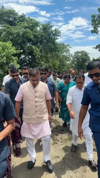 Assam CM Himanta visits flood-hit Mangaldai, inspects breached embankments
