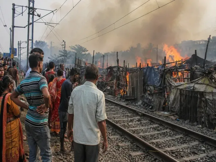 Major Fire in South 24 Parganas Slum Halts Sealdah Train Services