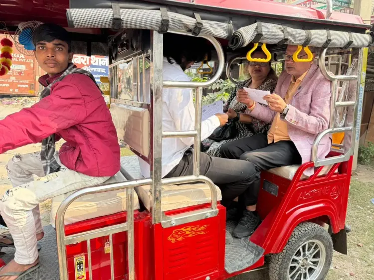 क्या बिहार कांग्रेस अध्यक्ष राजेश राम ने ई-रिक्शा पर सवार होकर मतदान केंद्र पहुंचकर वोट डाला?