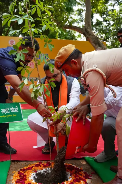 Bihar CM Samrat Choudhary Plants Trees, Urges Mass Green Drive