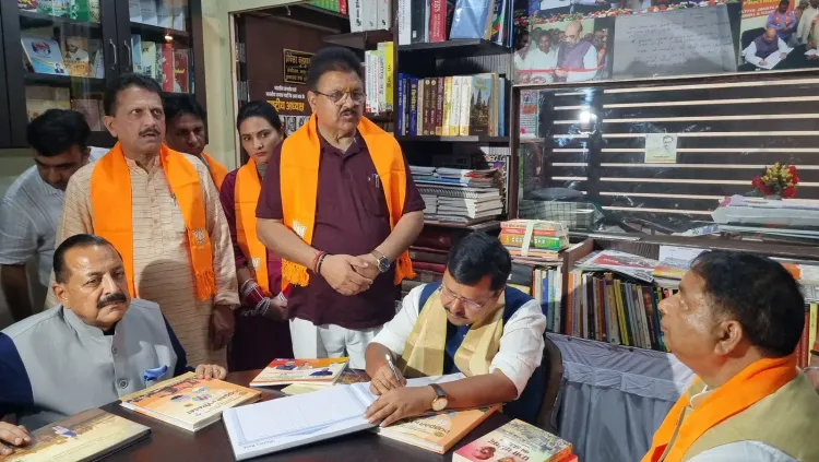BJP Chief Signs Visitor's Book at Jammu Party HQ