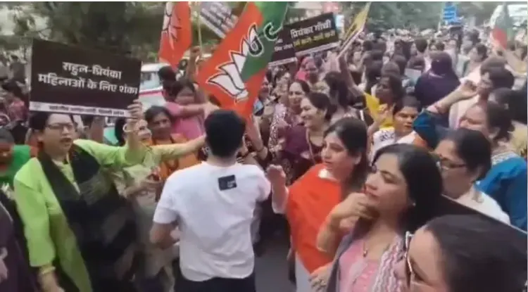 BJP Mahila Morcha protests at Congress HQ over Rahul Gandhi 'misconduct' with woman cop