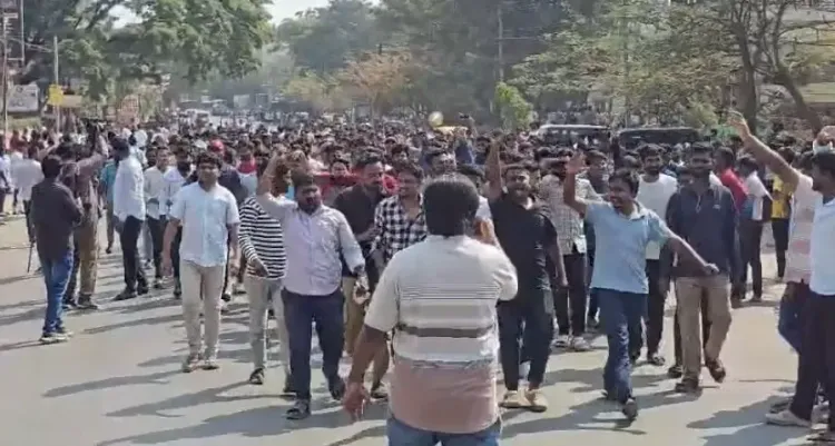 Massive Protest in Dharwad as BJP and Students Demand Job Recruitment