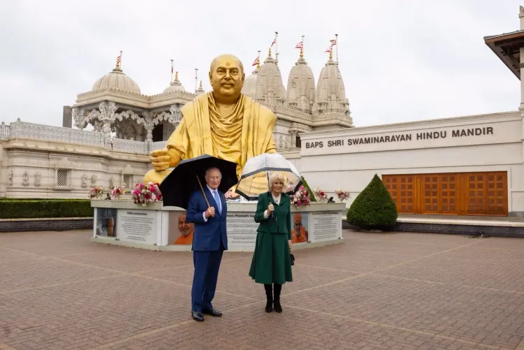 क्या ब्रिटेन के महाराजा चार्ल्स तृतीय और महारानी कैमिला ने 'नीसडन मंदिर' का दौरा किया?