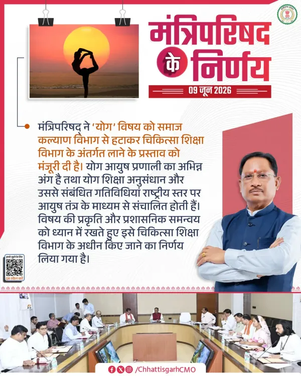 Chhattisgarh CM Office: Yoga moved to Medical Education Dept